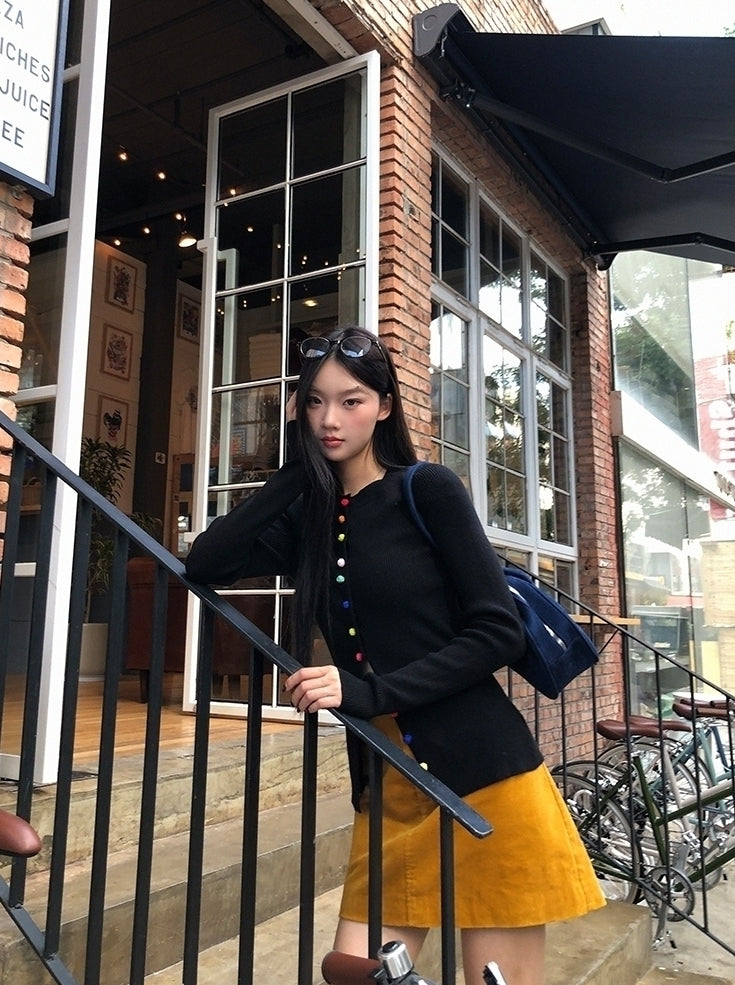 Chic Black Knit Cardigan Sweater For Layering