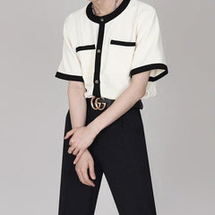 Chic Cardigan Short Sleeve T-Shirt