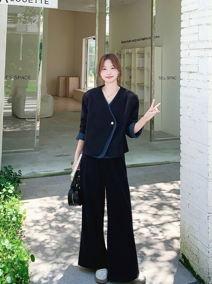 Chic Casual Wide Leg Pants Outfit Set