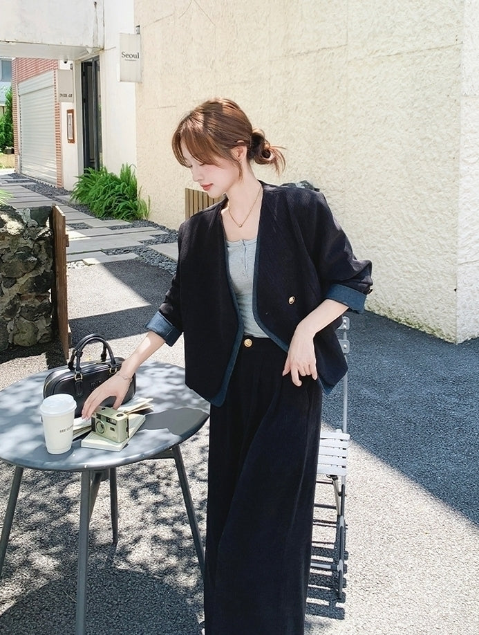 Chic Casual Wide Leg Pants Outfit Set