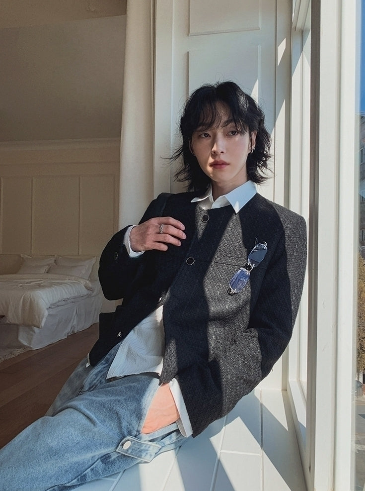 Chic Cropped Knit Jacket Casual Commuter Style