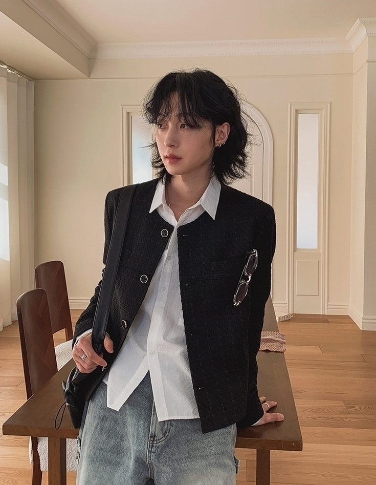 Chic Cropped Knit Jacket Casual Commuter Style