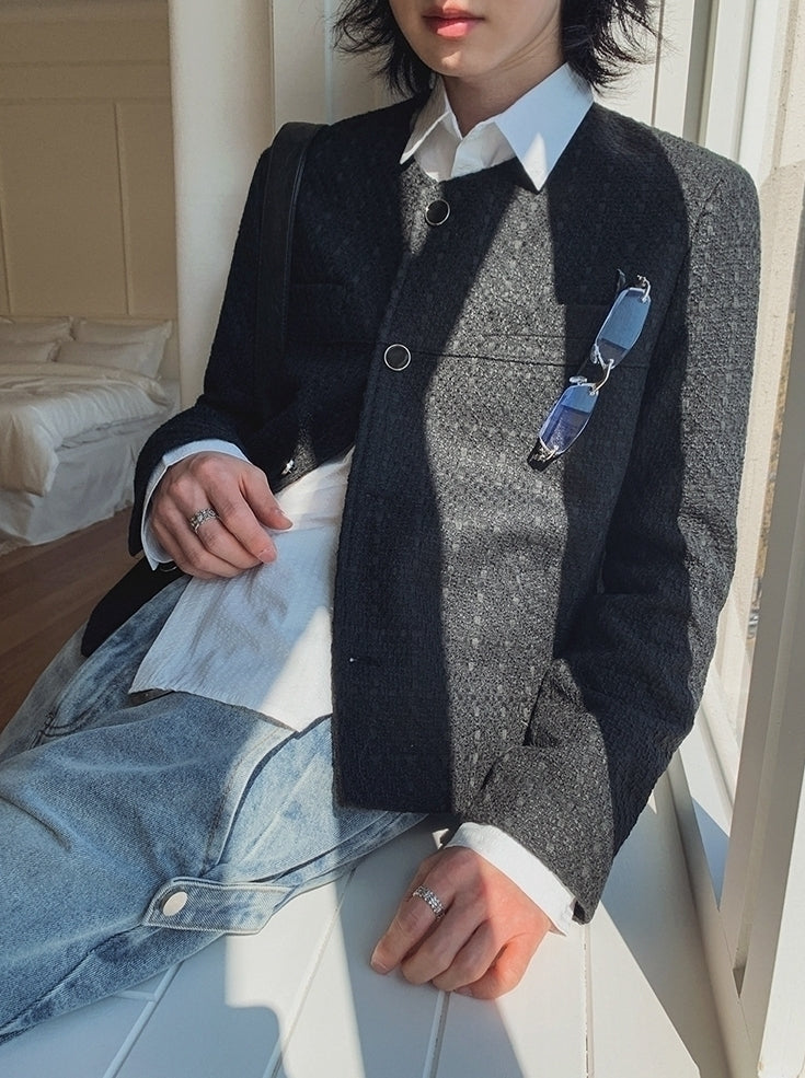 Chic Cropped Knit Jacket Casual Commuter Style