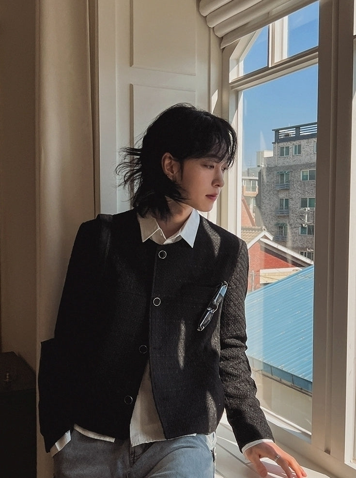Chic Cropped Knit Jacket Casual Commuter Style