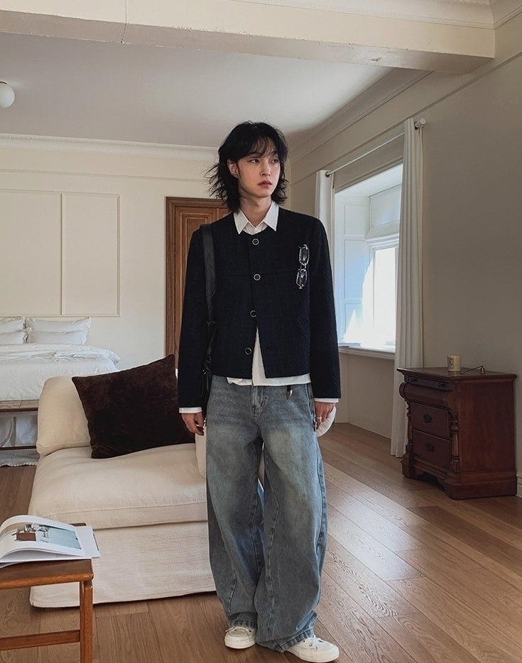 Chic Cropped Knit Jacket Casual Commuter Style