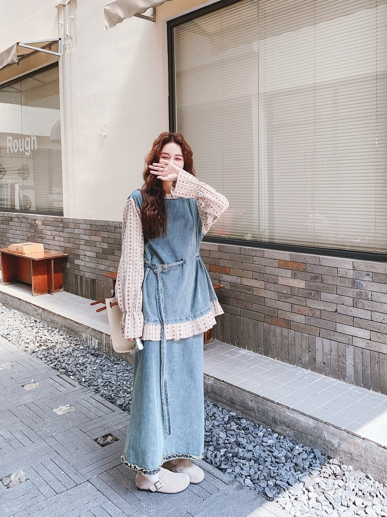 Chic Denim Two Piece Skirt And Top Set