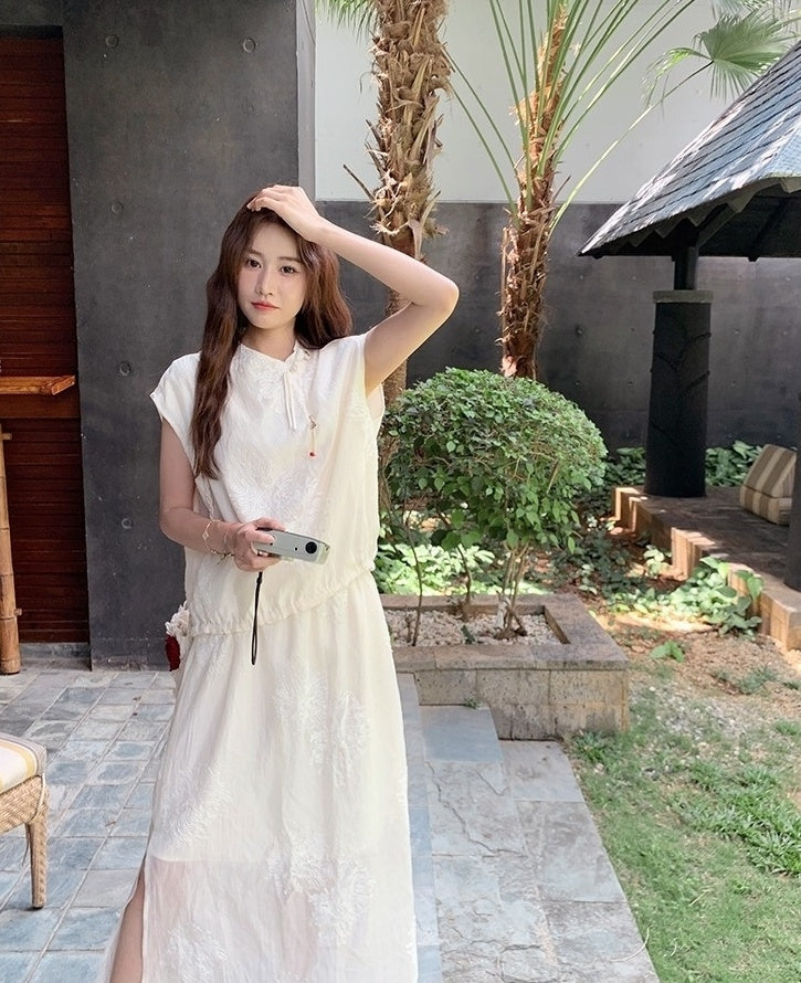 Chic Embroidered Top And Skirt Outfit