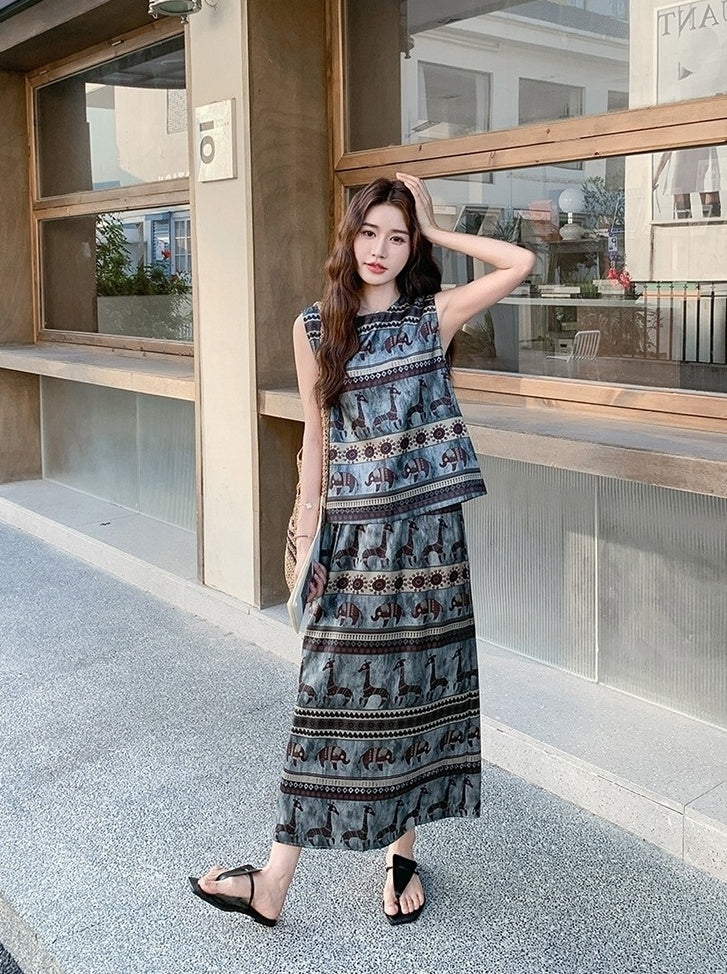 Chic Fashion Set Elegant Top And Skirt