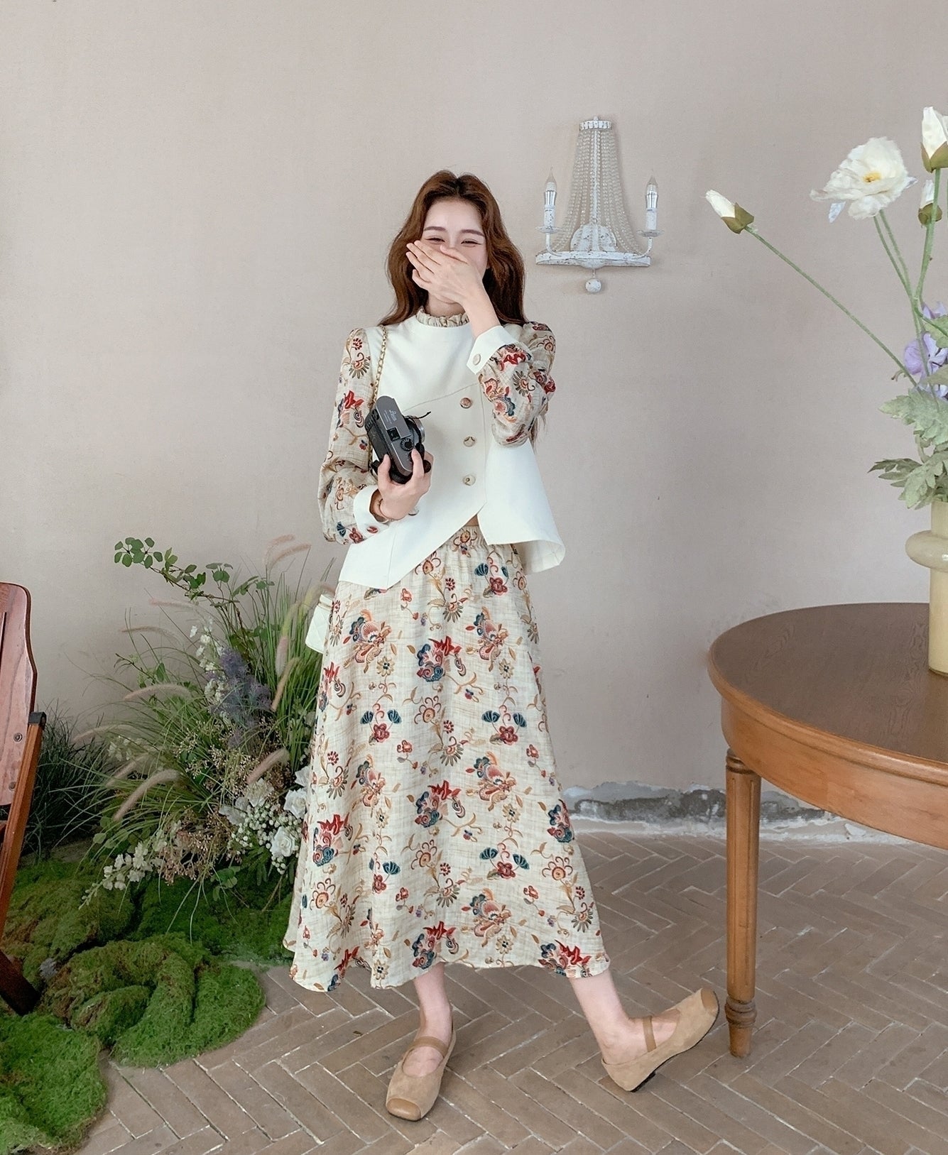 Chic French Style Irregular Top Skirt Set