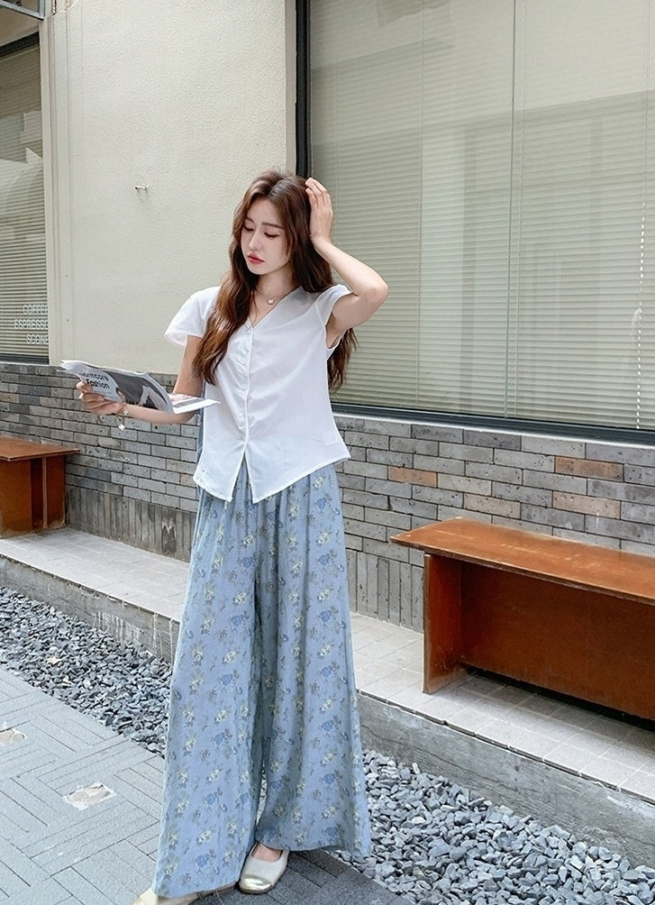 Chic French Style Wide Leg Pants Set