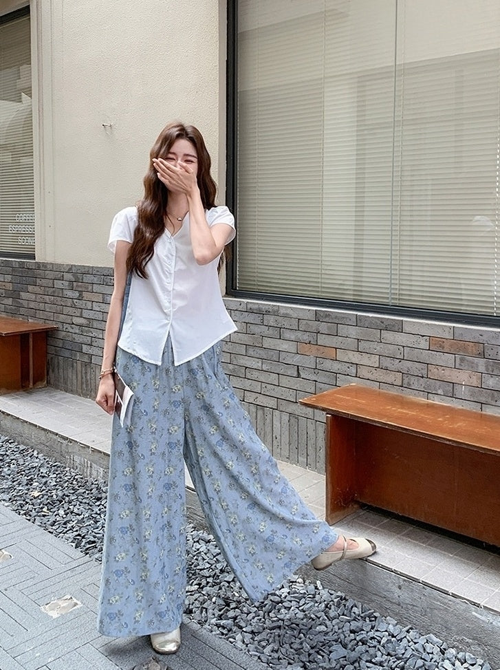 Chic French Style Wide Leg Pants Set