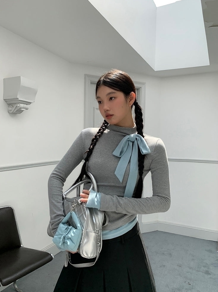 Chic High Neck Knit Long Sleeve Top