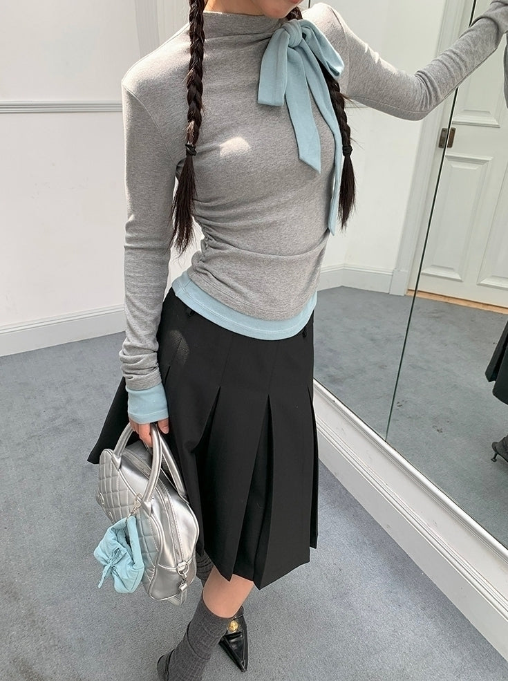 Chic High Neck Knit Long Sleeve Top