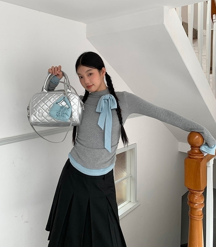 Chic High Neck Knit Long Sleeve Top
