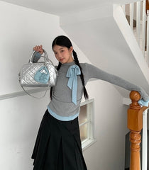 Chic High Neck Knit Long Sleeve Top
