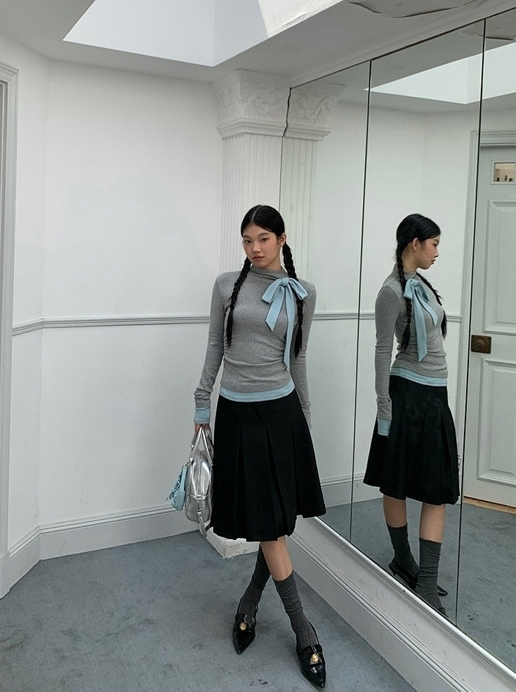 Chic High Neck Knit Long Sleeve Top
