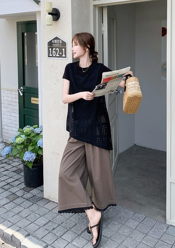 Chic Hollow Out Fashion Cover Up Pants Set