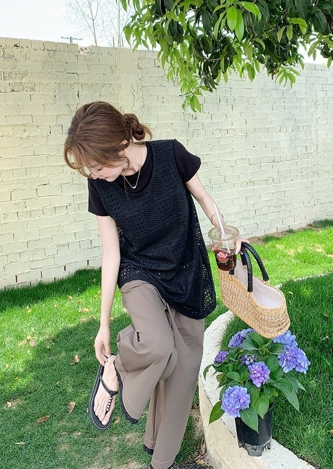Chic Hollow Out Fashion Cover Up Pants Set