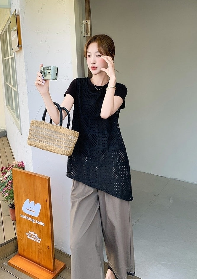 Chic Hollow Out Fashion Cover Up Pants Set