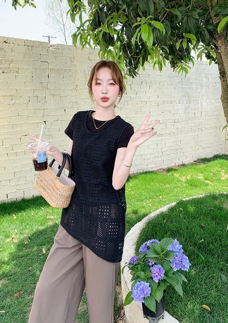 Chic Hollow Out Fashion Cover Up Pants Set