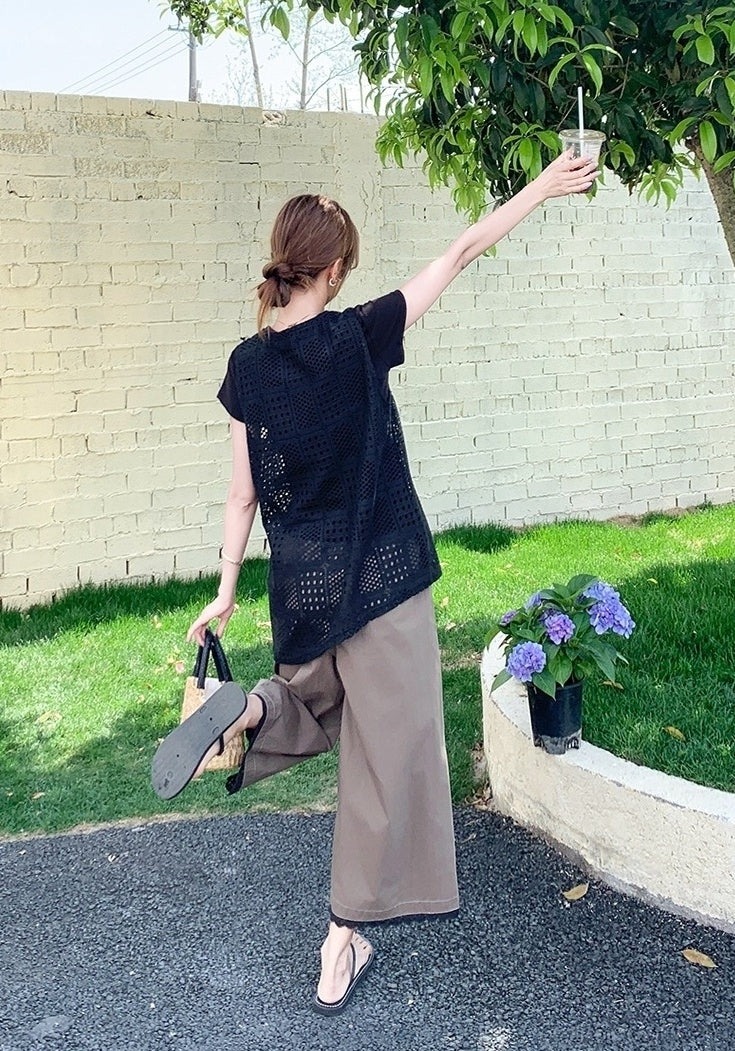 Chic Hollow Out Fashion Cover Up Pants Set