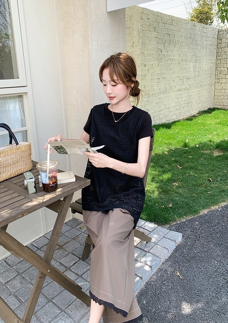 Chic Hollow Out Fashion Cover Up Pants Set