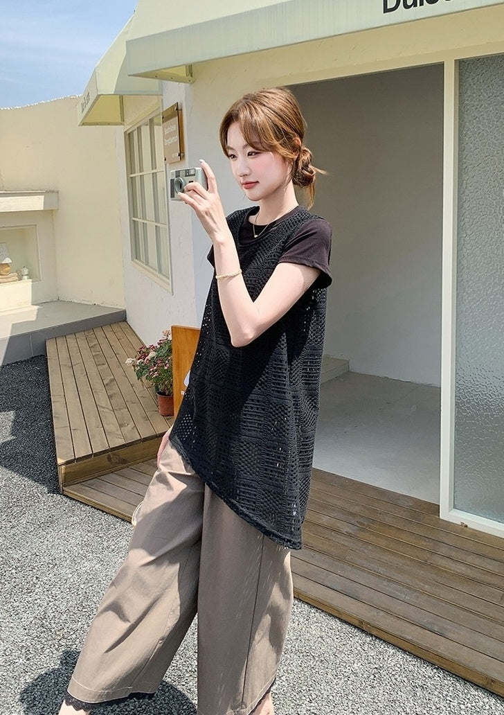 Chic Hollow Out Fashion Cover Up Pants Set