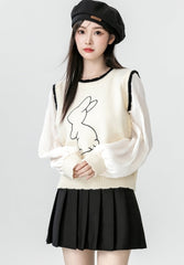 Chic Knit Sweater With Shirt Layered Design