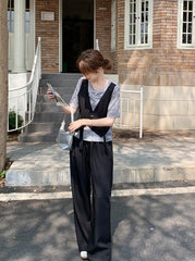 Chic Layered Top And Wide Leg Pants Set
