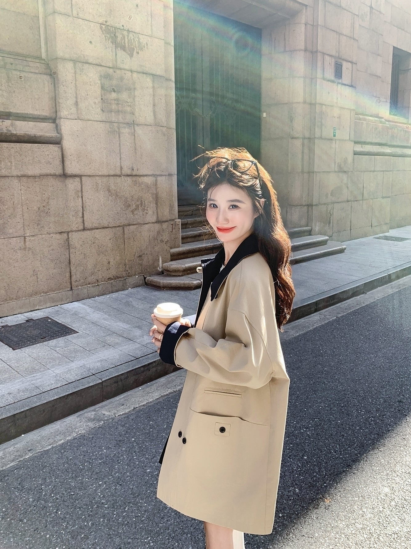 Chic Mid Length Casual Lapel Trench Coat