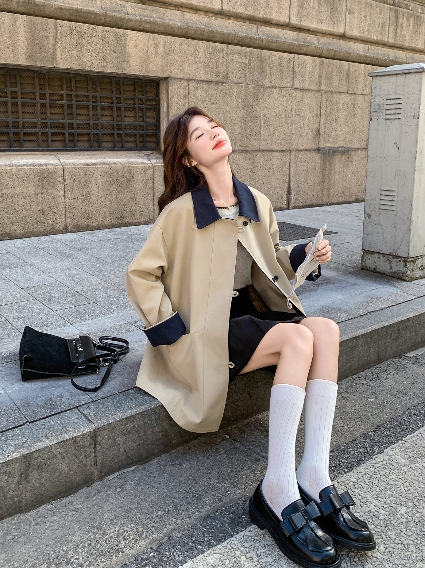 Chic Mid Length Casual Lapel Trench Coat