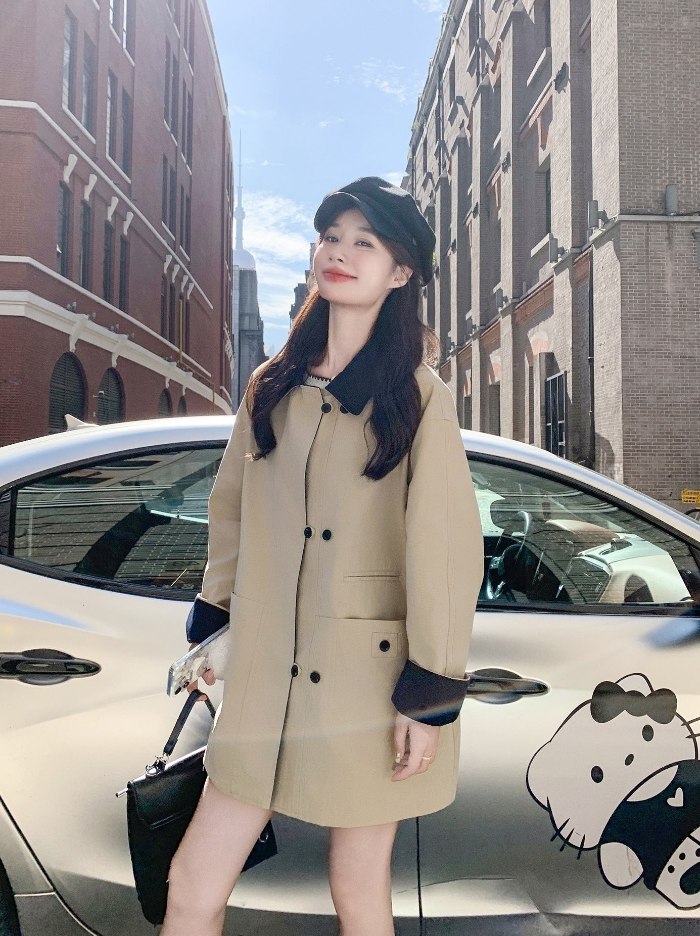 Chic Mid Length Casual Lapel Trench Coat