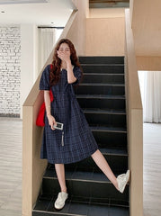 Chic Plaid Ruffle Trim Summer Dress
