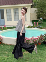 Chic Pleated Tank Top Wide Leg Pants Set