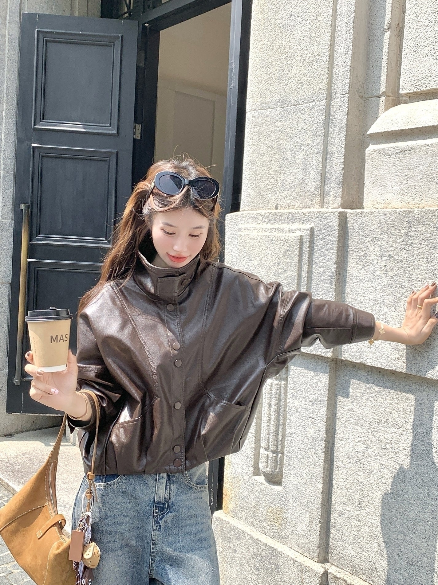 Chic Retro Pu Leather Slim Fit Jacket