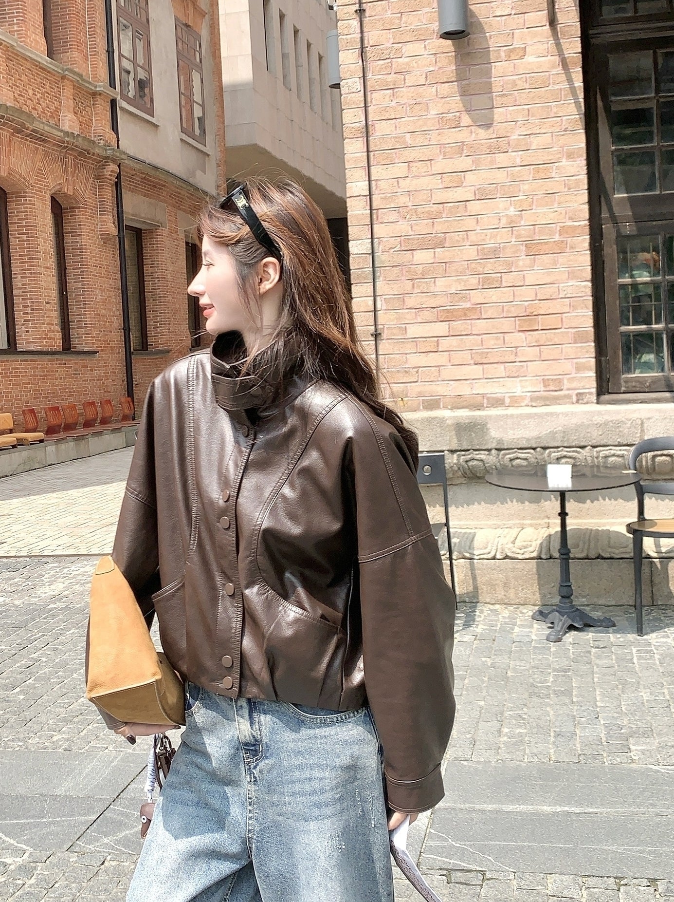 Chic Retro Pu Leather Slim Fit Jacket