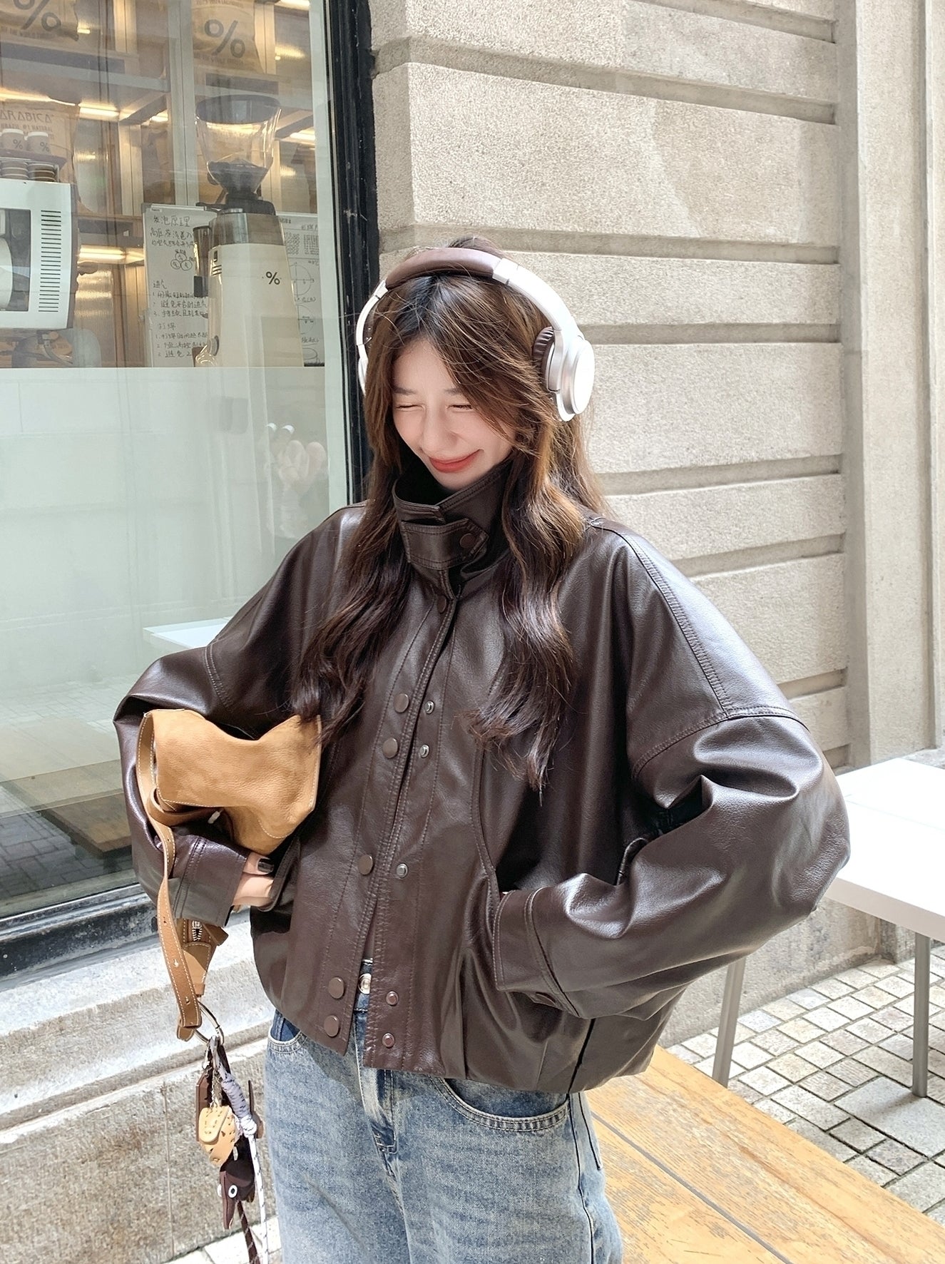 Chic Retro Pu Leather Slim Fit Jacket