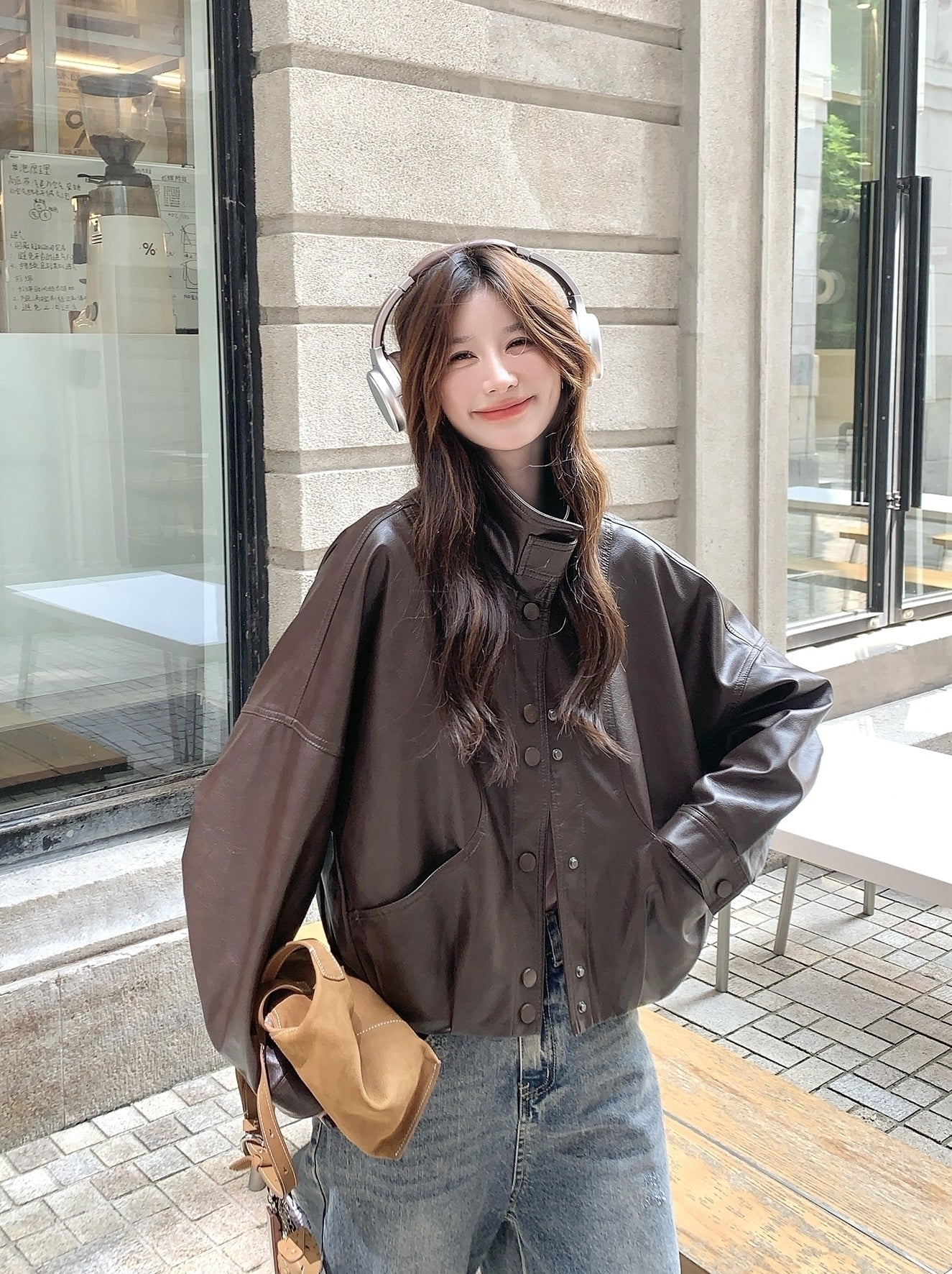 Chic Retro Pu Leather Slim Fit Jacket