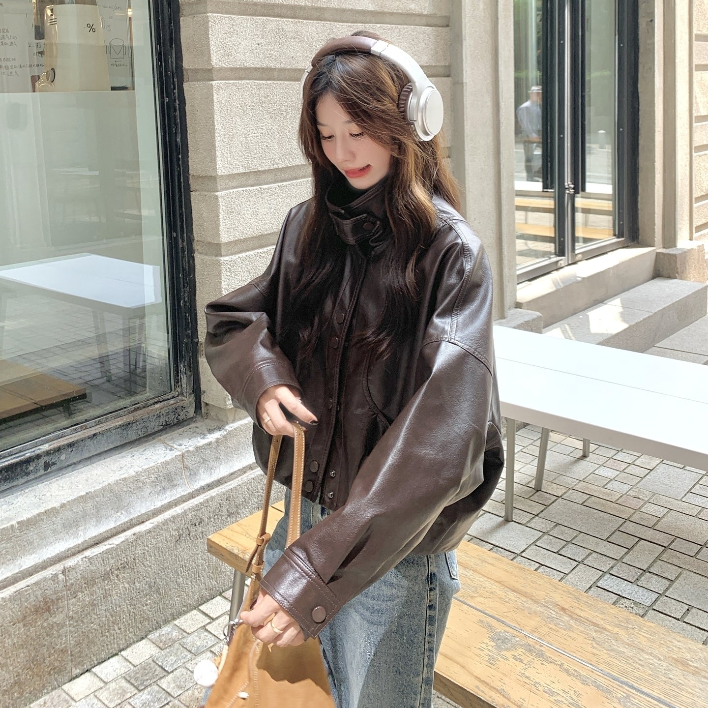 Chic Retro Pu Leather Slim Fit Jacket
