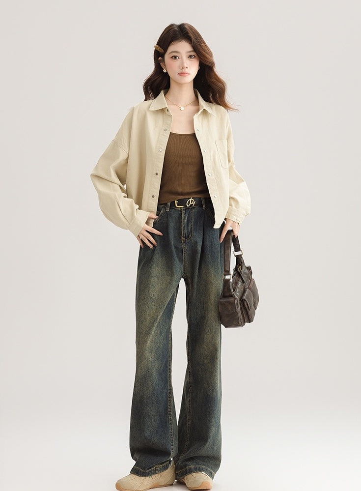 Chic Short Denim Jacket For Spring And Fall