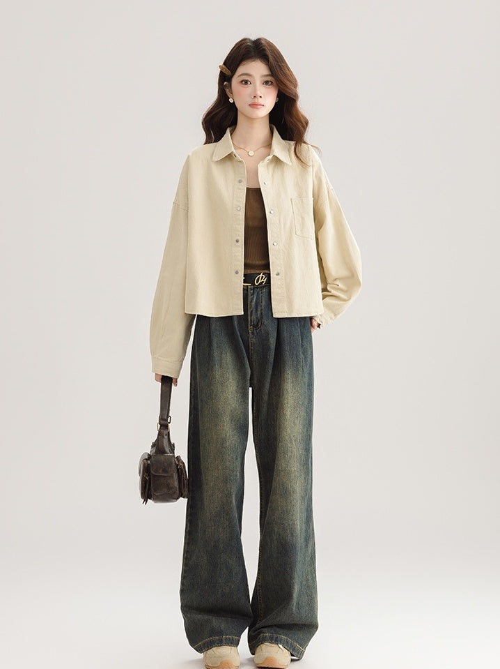 Chic Short Denim Jacket For Spring And Fall