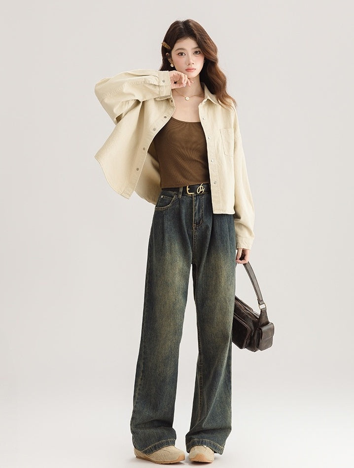 Chic Short Denim Jacket For Spring And Fall