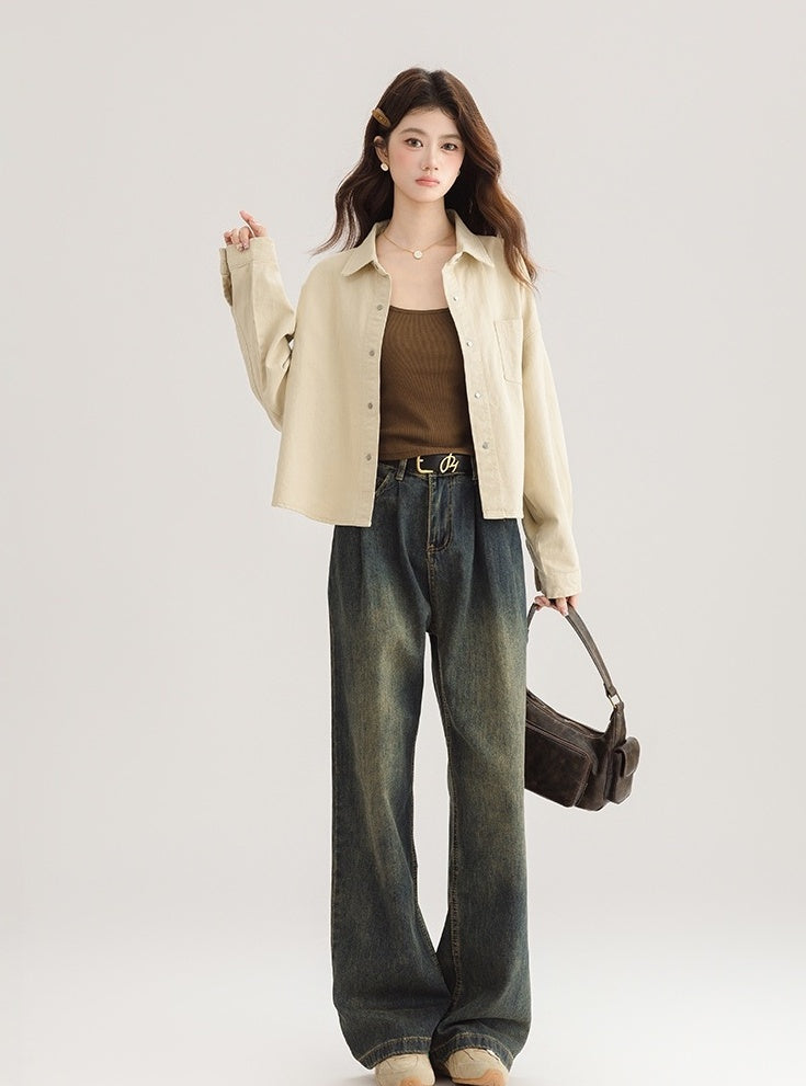 Chic Short Denim Jacket For Spring And Fall