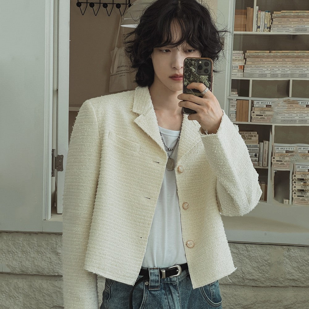 Chic Short Jacket With Blazer Collar