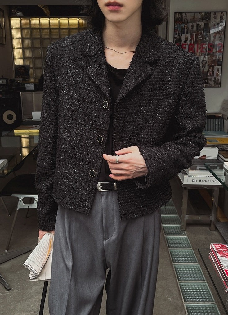 Chic Short Jacket With Blazer Collar