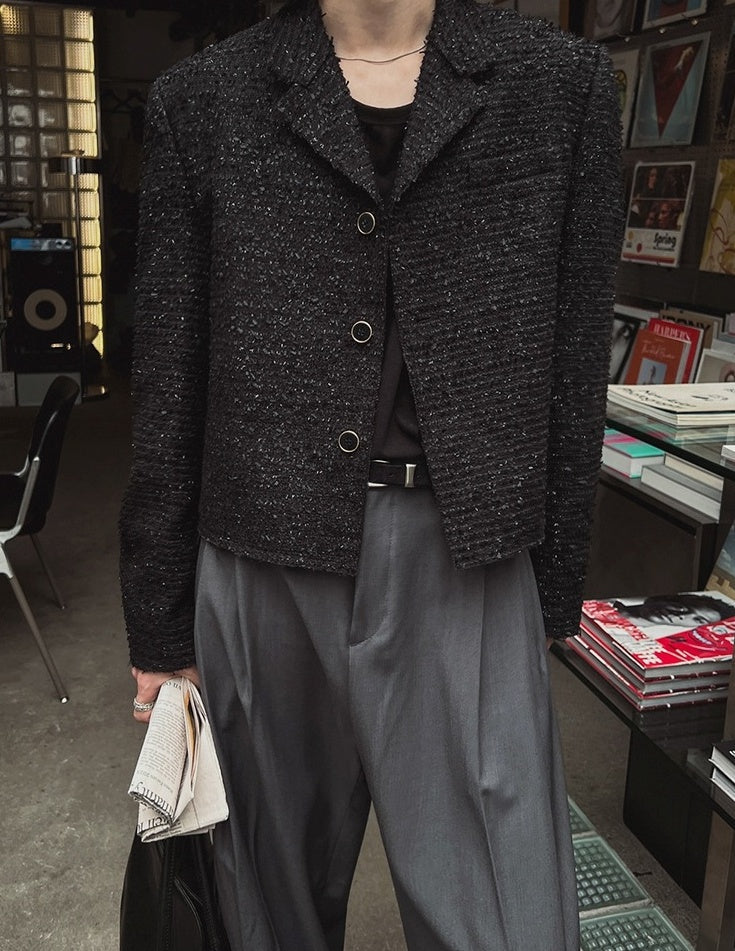 Chic Short Jacket With Blazer Collar