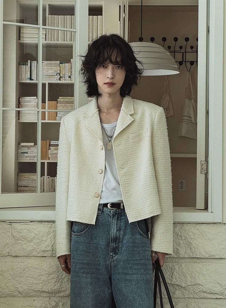 Chic Short Jacket With Blazer Collar