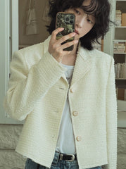 Chic Short Jacket With Blazer Collar