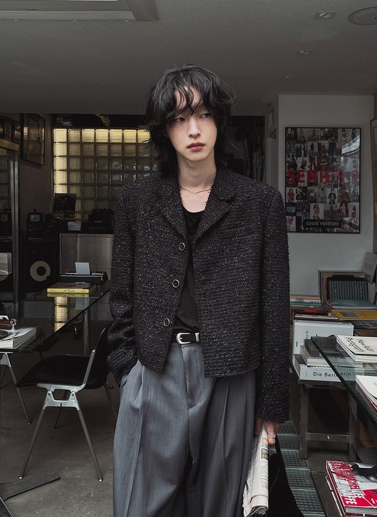 Chic Short Jacket With Blazer Collar