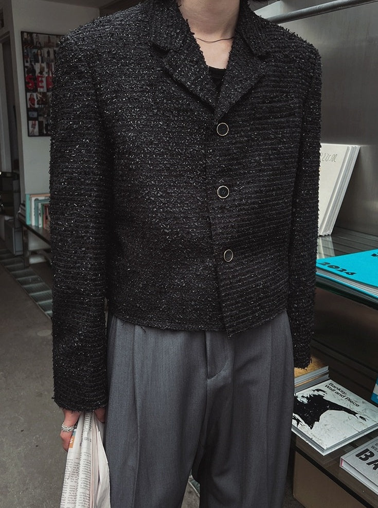 Chic Short Jacket With Blazer Collar
